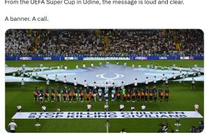 kaiyun-欧足联拉横幅为巴勒斯坦拉发声：停止杀害儿童，停止杀害平民